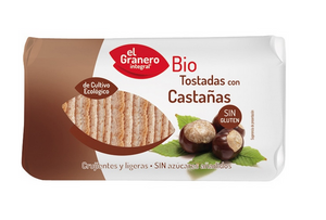 Bio tostadas de castañas ecológicas sin gluten y sin azúcares añadidos paquete 90 g